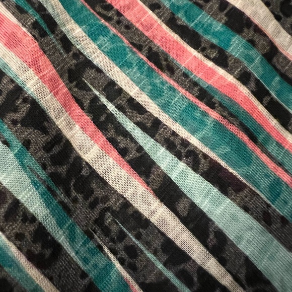 Catherines Teal/Pink/Black Striped Sleeveless Top - Picture 3 of 10